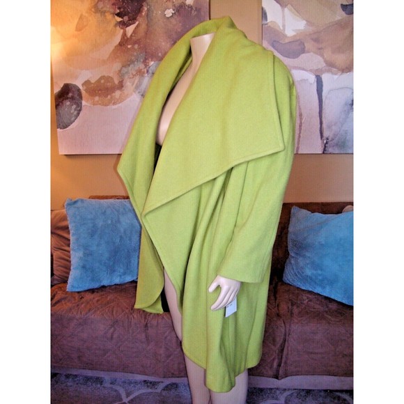 Vintage Komitor Wool Green Open Front Duster Coat Jacket Size 22/24 NWT - Picture 5 of 8